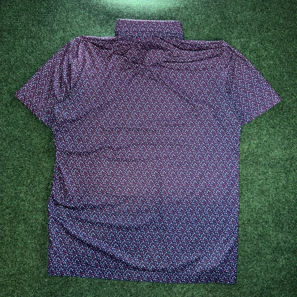 Donald Ross Sport Golf Polo Men's Size Medium Palm Tree All Over Print Purple
